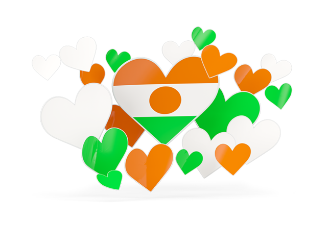 Flying heart stickers. Download flag icon of Niger at PNG format