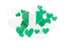 Nigeria. Flying heart stickers. Download icon.