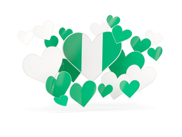 Flying heart stickers. Download flag icon of Nigeria at PNG format