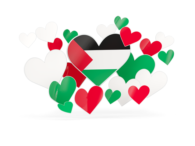 Flying heart stickers. Download flag icon of Palestinian territories at PNG format