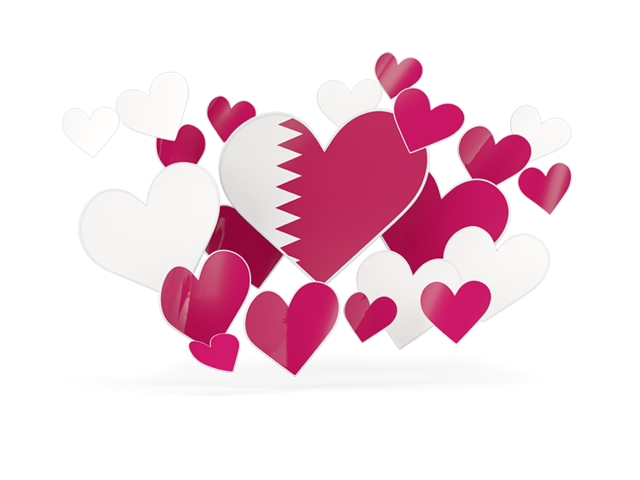 Flying heart stickers. Download flag icon of Qatar at PNG format