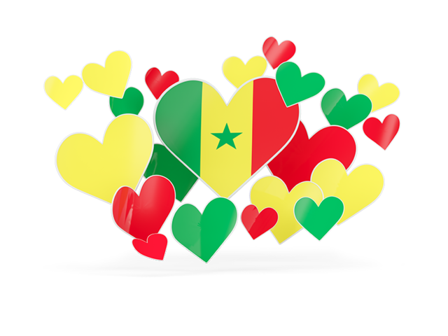 Flying heart stickers. Download flag icon of Senegal at PNG format
