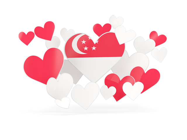 Flying heart stickers. Download flag icon of Singapore at PNG format