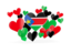 South Sudan. Flying heart stickers. Download icon.