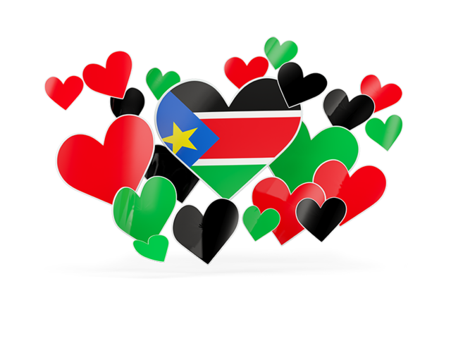 Летающие сердца. Скачать флаг. Южный Судан