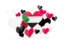 Sudan. Flying heart stickers. Download icon.