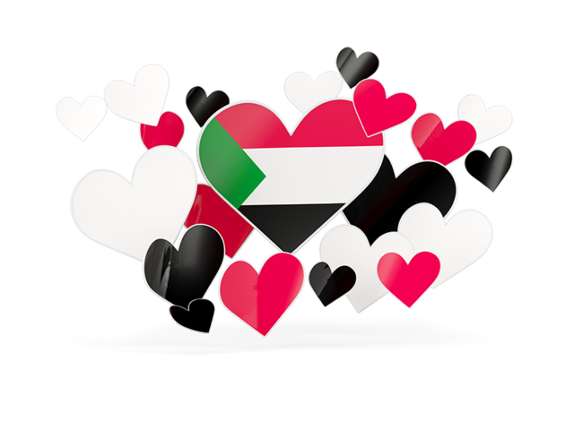 Flying heart stickers. Download flag icon of Sudan at PNG format