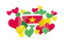 Suriname. Flying heart stickers. Download icon.