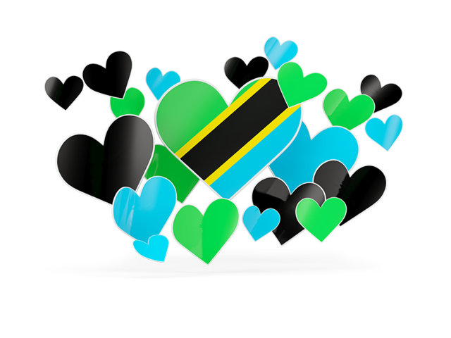 Flying heart stickers. Download flag icon of Tanzania at PNG format