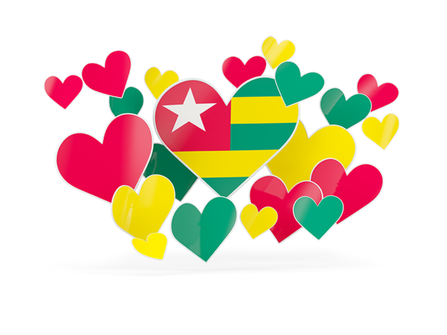 Flying heart stickers. Download flag icon of Togo at PNG format
