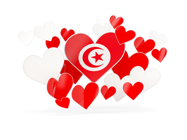 Flying heart stickers. Download flag icon of Tunisia at PNG format