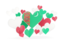 Turkmenistan. Flying heart stickers. Download icon.