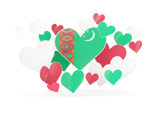 Flying heart stickers. Download flag icon of Turkmenistan at PNG format