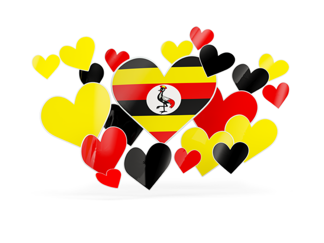 Flying heart stickers. Download flag icon of Uganda at PNG format