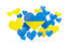 Ukraine. Flying heart stickers. Download icon.