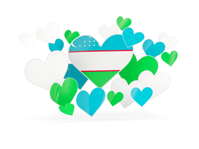 Flying heart stickers. Download flag icon of Uzbekistan at PNG format