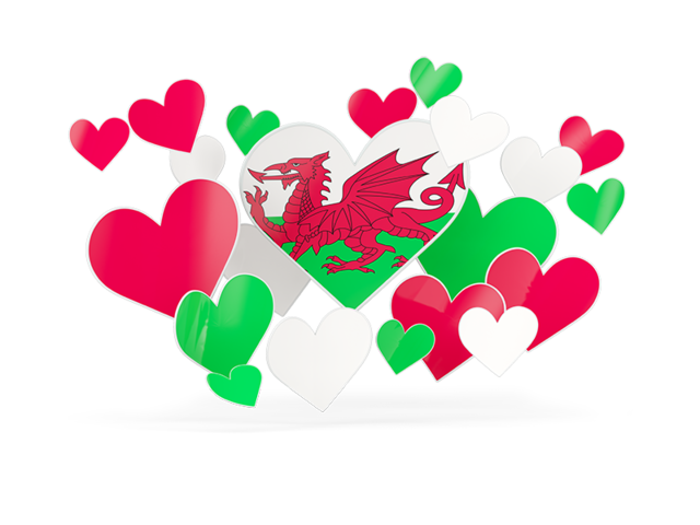 Flying heart stickers. Download flag icon of Wales at PNG format