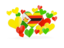Zimbabwe. Flying heart stickers. Download icon.
