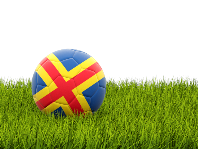 Football in grass. Download flag icon of Aland Islands at PNG format