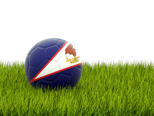 Футбольная мяч в траве. Скачать флаг. Американское Самоа