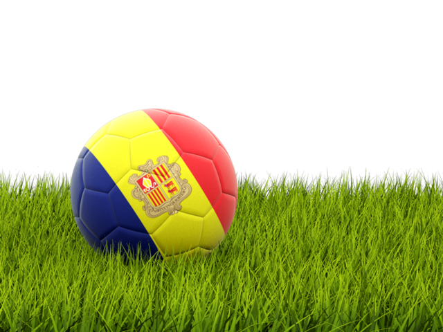 Football in grass. Download flag icon of Andorra at PNG format