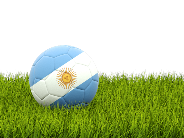 Футбольная мяч в траве. Скачать флаг. Аргентина