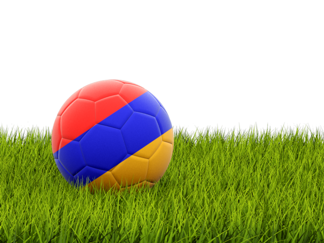 Football in grass. Download flag icon of Armenia at PNG format