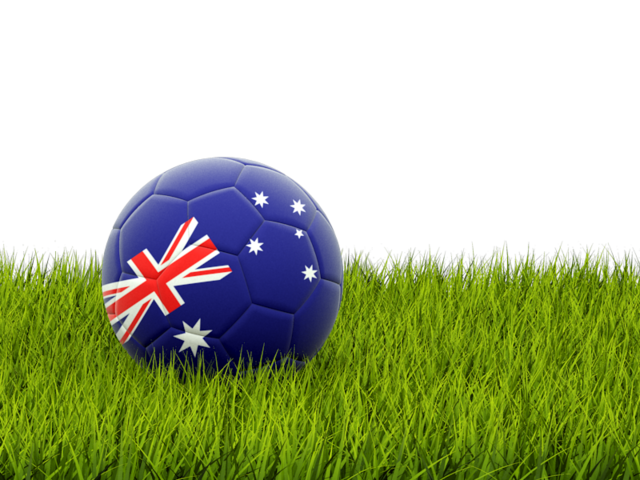 Футбольная мяч в траве. Скачать флаг. Австралийский Союз
