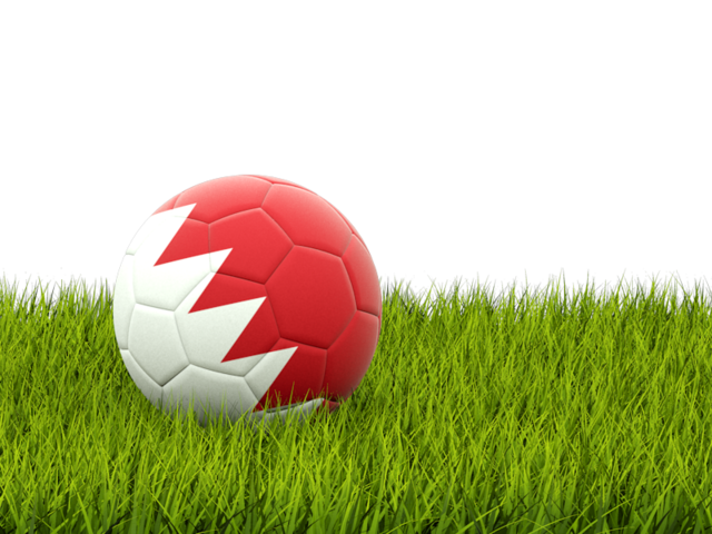 Football in grass. Download flag icon of Bahrain at PNG format