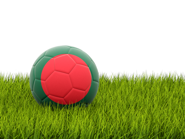Футбольная мяч в траве. Скачать флаг. Бангладеш