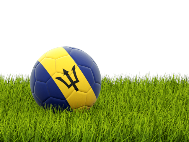 Футбольная мяч в траве. Скачать флаг. Барбадос