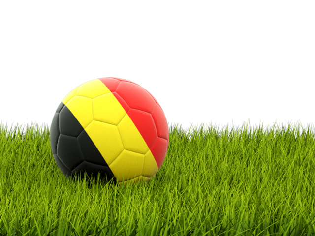 Футбольная мяч в траве. Скачать флаг. Бельгия