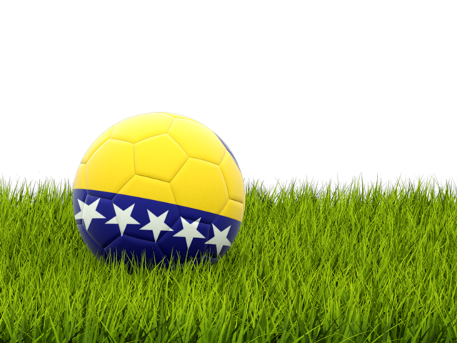 Football in grass. Download flag icon of Bosnia and Herzegovina at PNG format