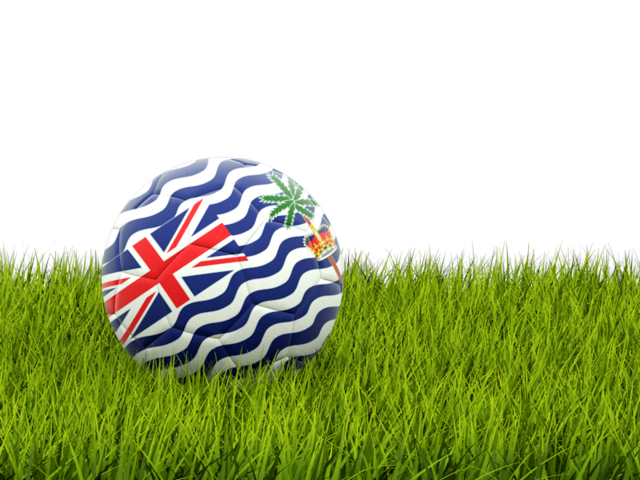 Футбольная мяч в траве. Скачать флаг. Британская территория в Индийском океане