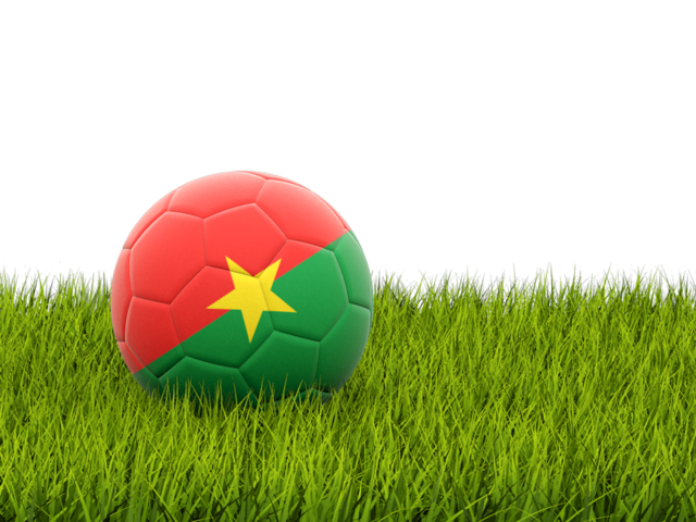 Футбольная мяч в траве. Скачать флаг. Буркина Фасо