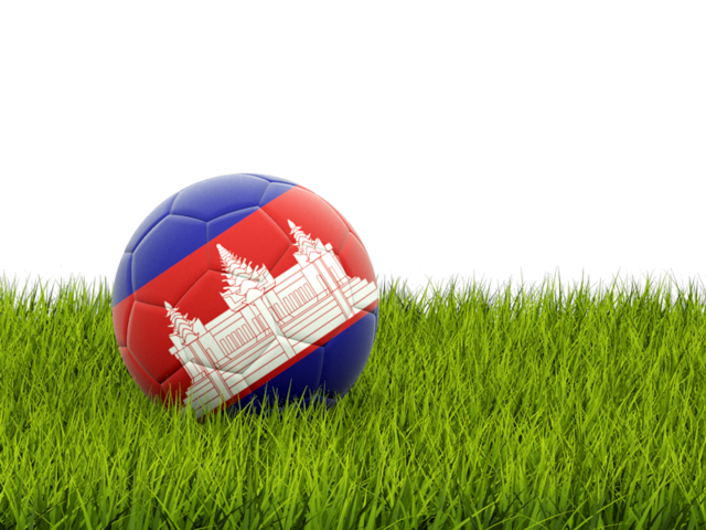 Футбольная мяч в траве. Скачать флаг. Камбоджа