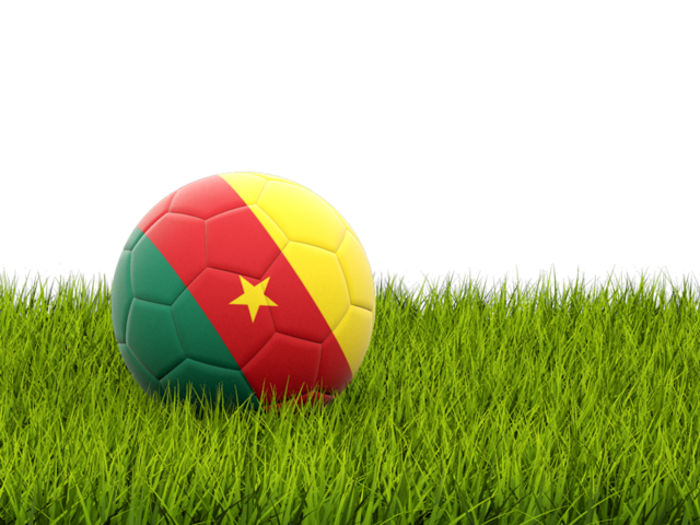 Football in grass. Download flag icon of Cameroon at PNG format