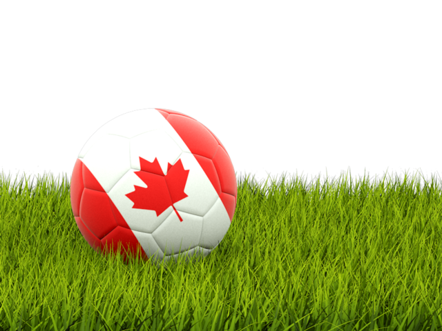 Футбольная мяч в траве. Скачать флаг. Канада