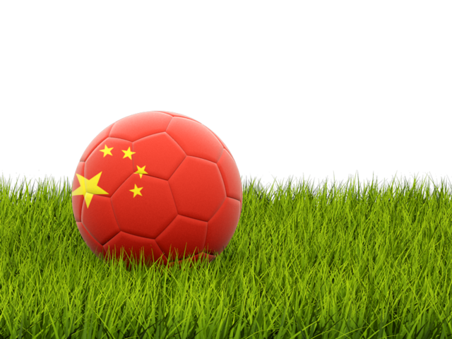 Футбольная мяч в траве. Скачать флаг. Китай