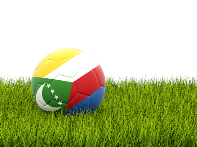 Football in grass. Download flag icon of Comoros at PNG format