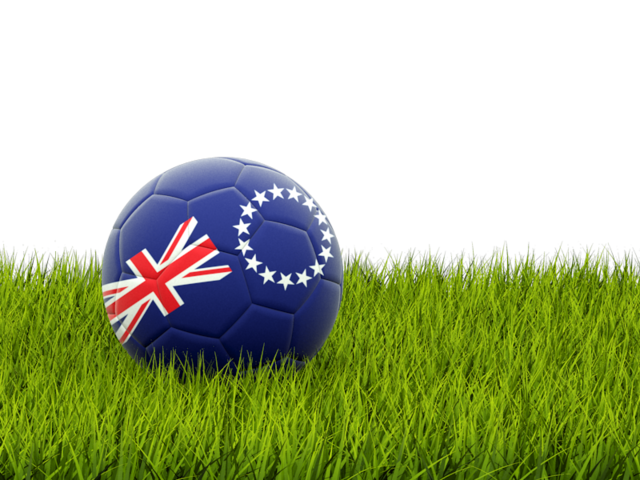 Football in grass. Download flag icon of Cook Islands at PNG format