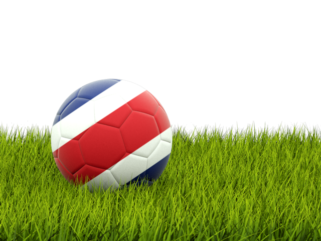 Футбольная мяч в траве. Скачать флаг. Коста-Рика