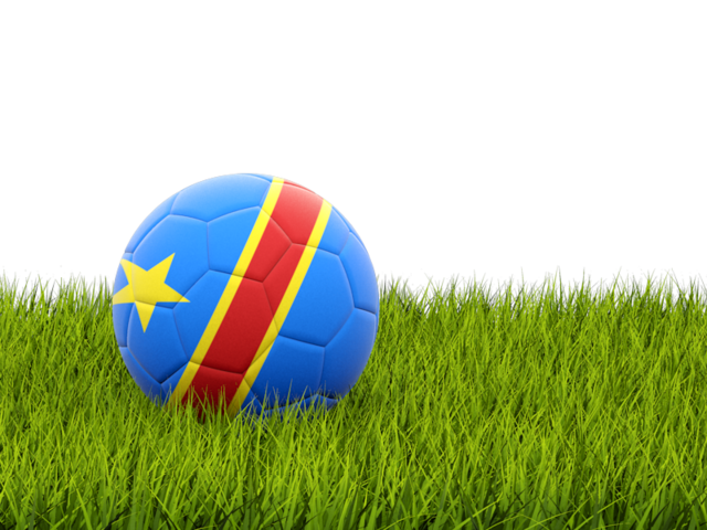 Футбольная мяч в траве. Скачать флаг. Демократическая Республика Конго