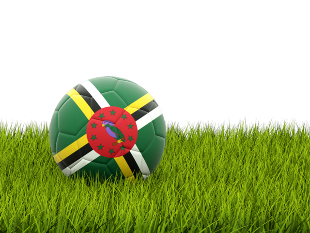 Football in grass. Download flag icon of Dominica at PNG format