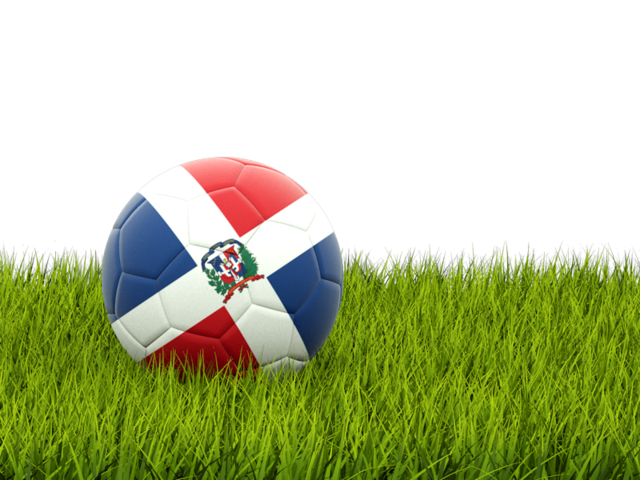 Футбольная мяч в траве. Скачать флаг. Доминиканская Республика