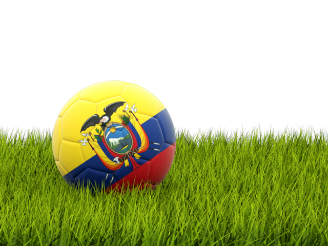 Football in grass. Download flag icon of Ecuador at PNG format
