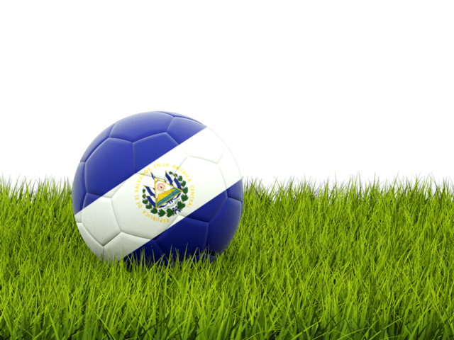 Футбольная мяч в траве. Скачать флаг. Сальвадор