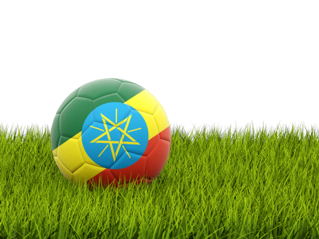Футбольная мяч в траве. Скачать флаг. Эфиопия