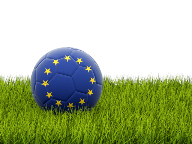 Football in grass. Download flag icon of European Union at PNG format