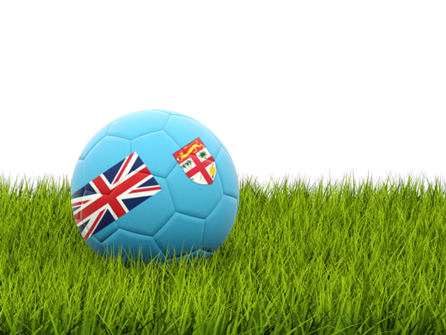 Футбольная мяч в траве. Скачать флаг. Фиджи